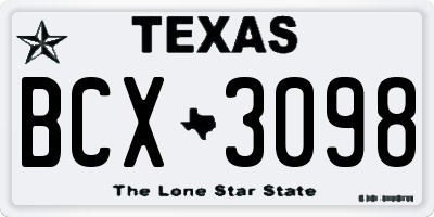 TX license plate BCX3098