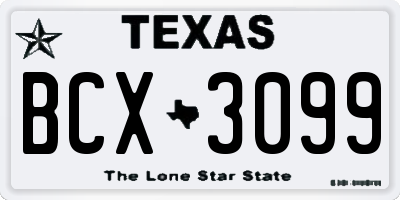 TX license plate BCX3099