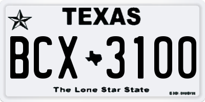 TX license plate BCX3100