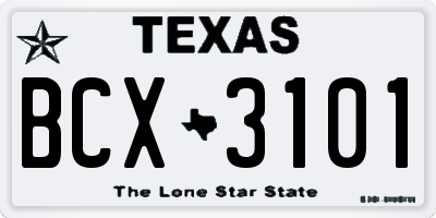 TX license plate BCX3101