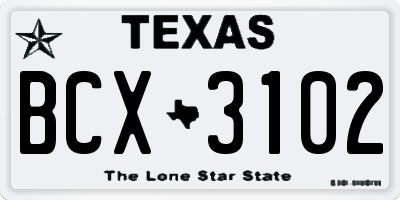 TX license plate BCX3102