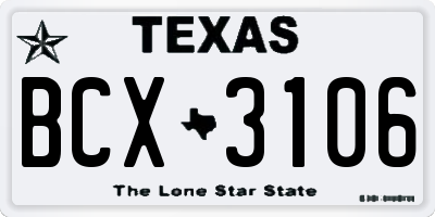 TX license plate BCX3106