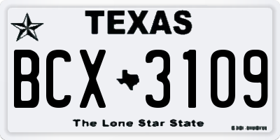 TX license plate BCX3109