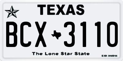 TX license plate BCX3110