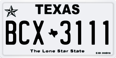 TX license plate BCX3111