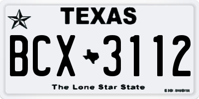 TX license plate BCX3112