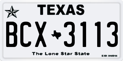 TX license plate BCX3113
