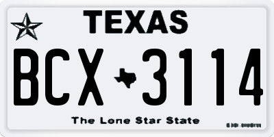 TX license plate BCX3114