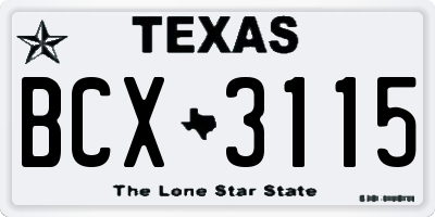 TX license plate BCX3115