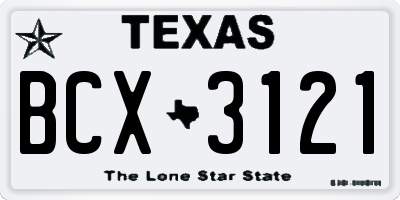 TX license plate BCX3121