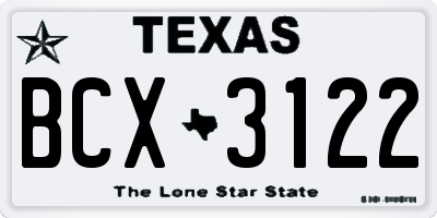TX license plate BCX3122