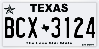 TX license plate BCX3124