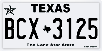 TX license plate BCX3125
