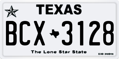 TX license plate BCX3128
