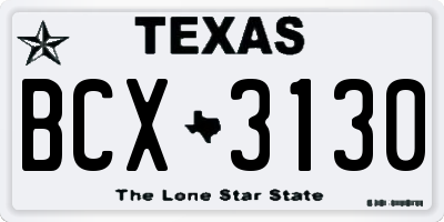 TX license plate BCX3130