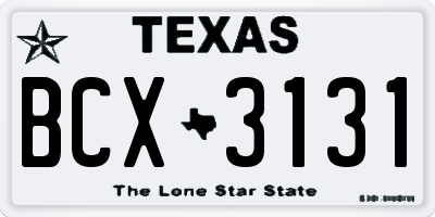 TX license plate BCX3131