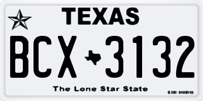 TX license plate BCX3132