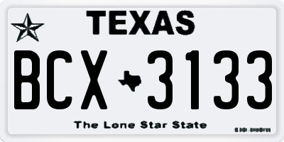 TX license plate BCX3133