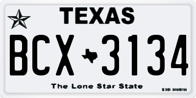 TX license plate BCX3134
