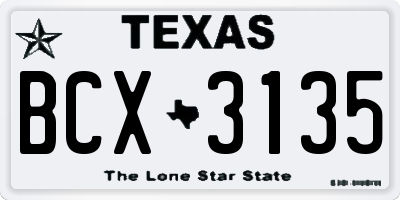 TX license plate BCX3135