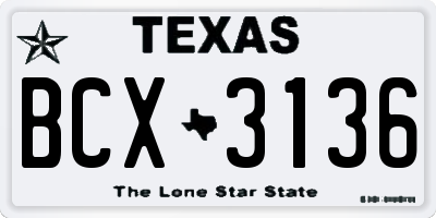 TX license plate BCX3136