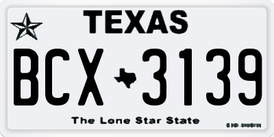 TX license plate BCX3139