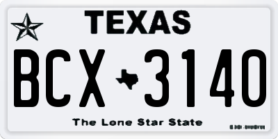 TX license plate BCX3140