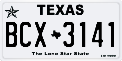 TX license plate BCX3141