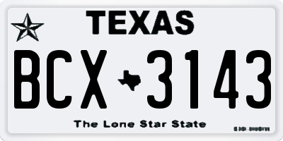 TX license plate BCX3143