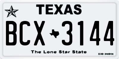 TX license plate BCX3144
