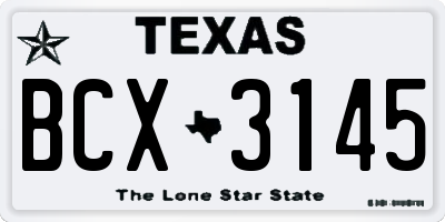 TX license plate BCX3145