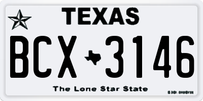 TX license plate BCX3146