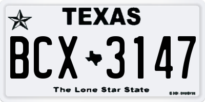 TX license plate BCX3147