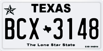 TX license plate BCX3148