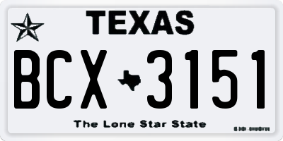 TX license plate BCX3151