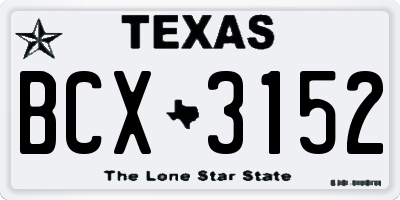 TX license plate BCX3152