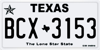 TX license plate BCX3153