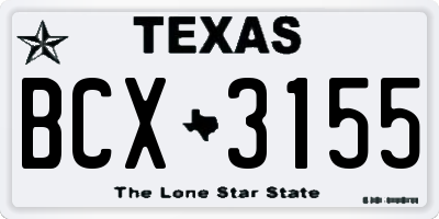 TX license plate BCX3155