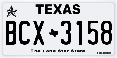 TX license plate BCX3158