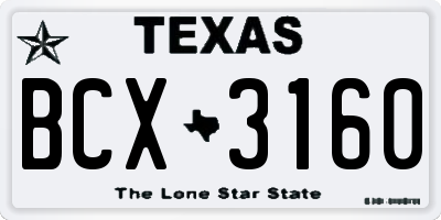 TX license plate BCX3160