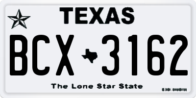 TX license plate BCX3162