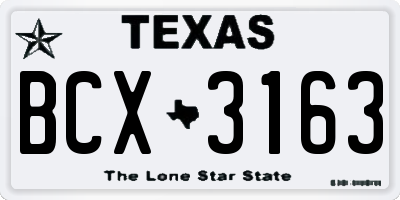 TX license plate BCX3163