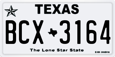 TX license plate BCX3164