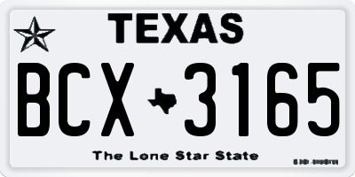 TX license plate BCX3165