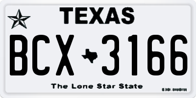 TX license plate BCX3166