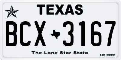 TX license plate BCX3167