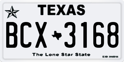TX license plate BCX3168