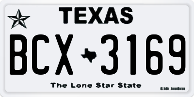 TX license plate BCX3169
