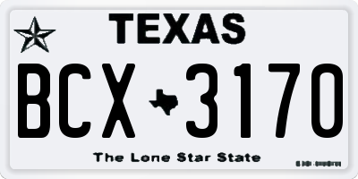TX license plate BCX3170