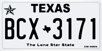 TX license plate BCX3171